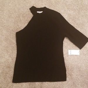NWT one shoulder 3/4 length sleeve black blouse